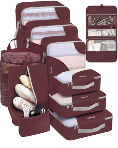 Image of OlarHike 10 Set Packing Cubes for Travel,Gifts for Women Mom,Anti-Tearing Suitcase Organizer,with Over 1000 pcs Mesh Holes,Vacation Essentials & Accessories for Cruise Ship