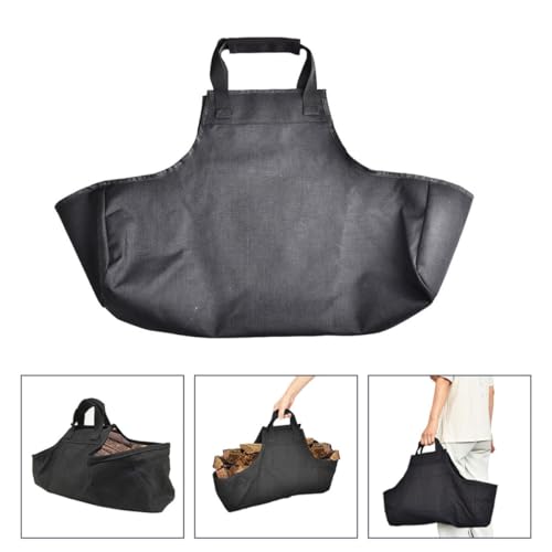 Panier à bûches en tissu Oxford noir de construction robuste et durable - 5