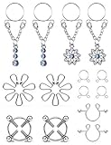 Cisyozi 5Pairs Stainless Steel Fake Nipple Rings for Women Non-Piercing Dangle Nipplerings Faux Body Piercing Jewelry