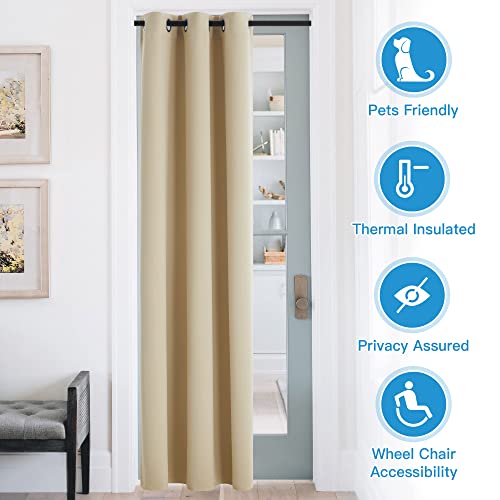 Image of RYB HOME Blackout Curtains Thermal Insulating Privacy Temporary Door Curtains for Bedroom Closet Doorway Accordion Door Interior Living Room Kids Nursery Dining, Wide 60 x Long 90 inch, Cream Beige