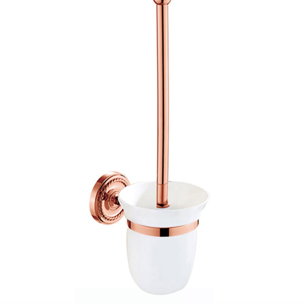 LCANALLYMS Wall hooks, Coat Hook Bathroom Hooks Solid Brass Accessories Set Robe Paper Holder Towel Bar Ring Sets Rose Gold Bath Rack,soap Dish(Toilet Brush Holder)