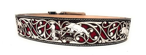 Men's Black and Red Western Cowboy Rodeo Belt, Cinto Charro Suertes Charras Cinturon Vaquero3