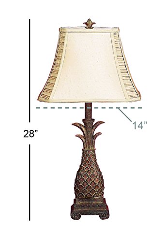 Deco 79 Polystone Fruit Pineapple Table Lamp With Tapered Shade, Set Of 2 27"H, Brown #TOP7