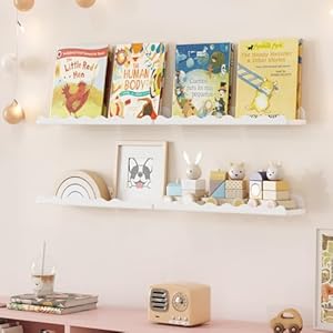 Lifewit Plastic Kids Bookshelf 6 Pack 15 Floating Shelves for Wall Mounted White Clouds Nursery Book Toy Hanging Racks for BabyToddlerChildren in Bedroom Living Room Decor