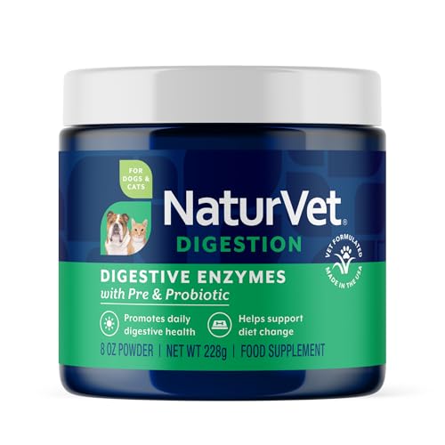 Melhores Probióticos para cães 21 NaturVet - Traitement enzymes-probiotique Bonne Digestion Chien/Chat Poudre 227g