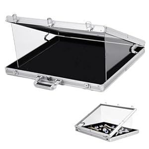 34″x22″ Card Show Display Case,Portable Aluminum Trading Card Display Case,Clear Acrylic Card Box with Locks Suitable for Sports Card/TCG/Jewelry Collection(Silver)