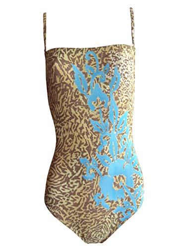 Solar Tan Thru Bandeau-Badeanzug braun/gelb Gr. 38-B-Cup