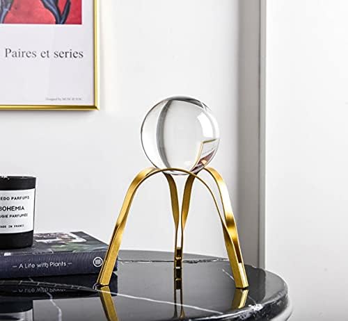 E-isata Crystal Ball with Gold Iron Stand Modern Abstract Art Decorative Ornaments for Living Room Bedroom TV Cabinet Crafts Gifts Office Home Decor (Arch)