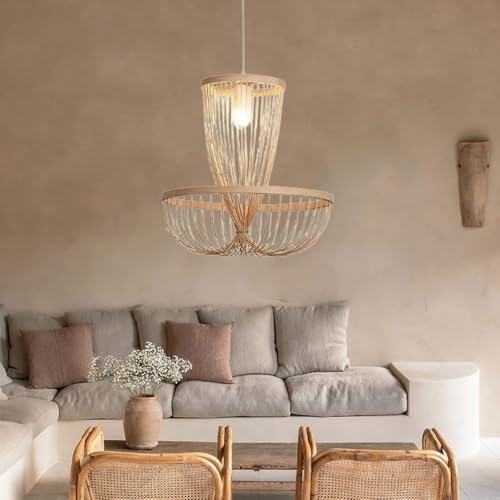 Lampe suspendue moderne en bambou 40 cm pour salon et bar E27 - 6