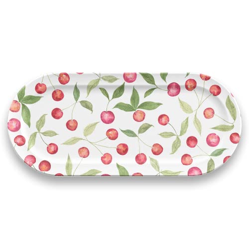Image of TarHong Abode Homewares Berries & Cherries Oval Platter, 17.7 x 7.9-Inch, Pure Melamine, Shatterproof