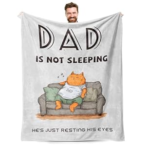 Funny Birthday Gifts for Dad from Daughter Son 50″x60″ Daddy is Not Sleeping Flannel Blanket, for Bed Sofa Napping Father’s Day Christmas Thanksgiving Anniversary Valentines Gifts for Dad Stepdad