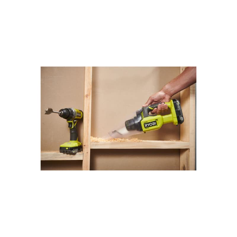 RYOBI Pack Aspirateur à Main RHV18-0 18V One+ 600ml sans Batterie ni Chargeur + Kit 4 Accessoires RAK04FC, Filtre Lavable, léger et performant pour Un Nettoyage Optimal.