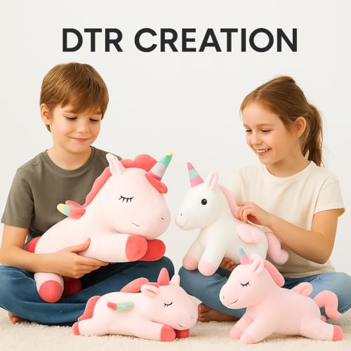 Image of Soft Unicorn Plush Toy for Kids | Cute Sleeping Unicorn Stuffed Animal for Girls & Boys Hugging Toy Gift for Birthday & Baby Room Decor (Pink Color) 25cm