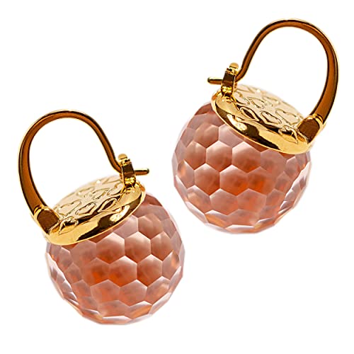 Crystal Earrings for Women, Sparkly Austrian Crystal Disco Ball Earrings, 18K Gold Plated Post Drop Earrings with Colorful Spheres, Hypoallergenic & Lightweight, Ideal Gift for Her