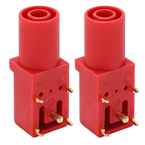 PCB Banana Socket,2pcs PCB Panel Socket 4mm Welded Type Good Electrical Conductivity Safety Banana Socket for Multimeters Voltage Testing(red)