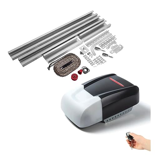 CFWWSAQ Motorisation Portail Coulissant Télécommande à entraînement par chaîne et contrôle à Batterie soutenue, ouvre-Porte de Garage sectionnel Automatique Intelligent Universel(800N 3m Rail)