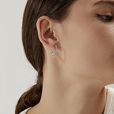 Ritach Sterling Silver Earrings for Women Silver Square Hoop Earrings Sets Hypoallergenic Geometric Minimalist Rectangle Hoops Jewelry Gifts for Women
