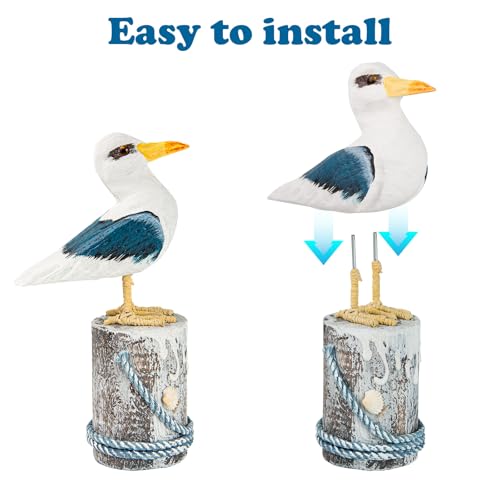 2 piezas figura decorativa de pájaro marino en madera miniatura 5