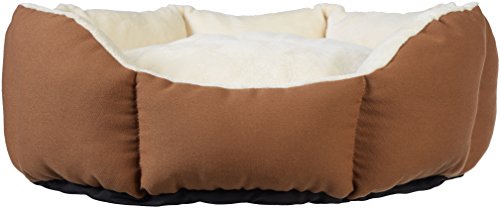Image of AmazonBasics Octagon Polyester Pet Bed For Cats & Small Dogs - 20 Inch, Brown