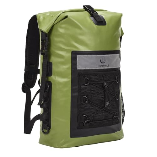 Mochila seca impermeable Blueshyhall 30L, mochila de viaje con cierre enrollable, resistente al agua para kayak, rafting, navegación, pesca, camping y playa - Verde miniatura 1