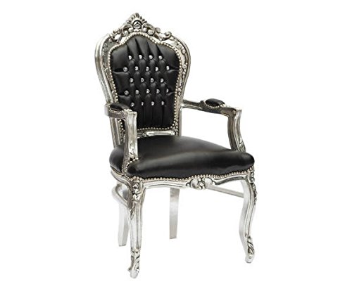  Way Home Store Poltrona barocco stile francese Luigi XVI argento e nero