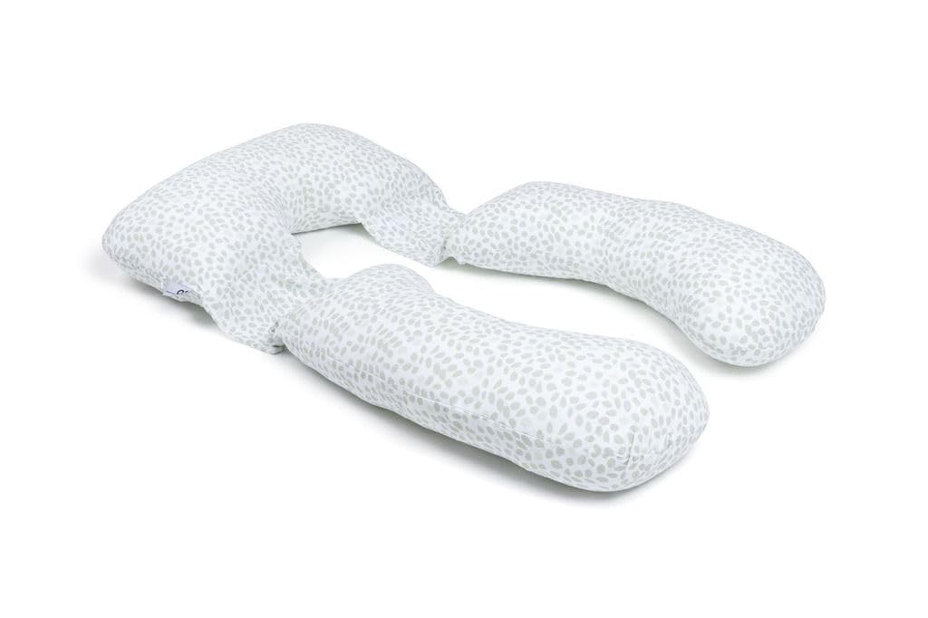 DOOMOO Almohada XXL, cojín de Embarazo y Lactancia, Algodón Ecológico y Certificado Oeko-Tex, Made in Europe, evolutivo con Cojín Pequeño Desmontable, Mini Leaves Green