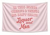 3x5 FT Liquor and Men Flag with 4 Brass Grommets - Meme Tapestries Funny Single Sided Flag Banners for Room Teen - Funny Tapestry for Bedroom - Wall Flags for College Room Decor - Twitter Quote Tapestry
