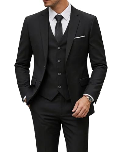 YND Men's 3 Piece Suit Set with Tie, 2 Button