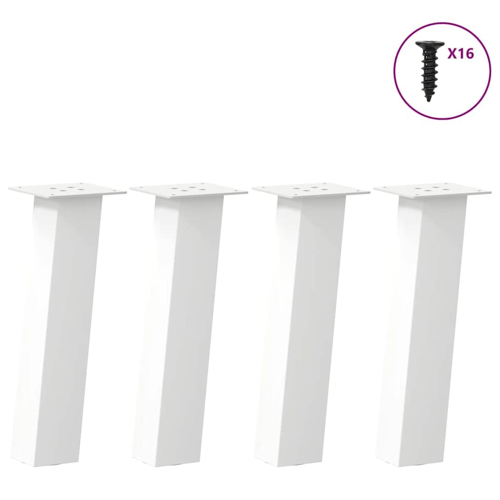 Gambe per tavolino, 4 pezzi, 42 cm, acciaio verniciato a polvere, bianco