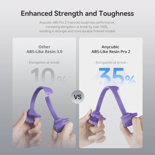 Image of ANYCUBIC ABS-Like Resin Pro 2, Upgraded 8K 3D Printer Resin with Enhanced Strength and Toughness, High Precision, Low Odor, Wide Compatibility for All LCD Resin 3D Printers (Purple, 1kg)