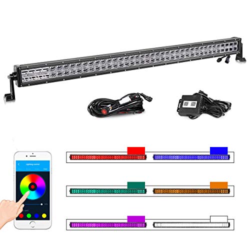 40 Inch RGB Light Bar, SWATOW INDUSTRIES 240W CREE Chasing Light Bar Multicolor Light Bar RGB Offroad Light Bar Dual Row Light Bar with Wiring Harness Off Road Bluetooth Lights for Truck ATV UTV Boat