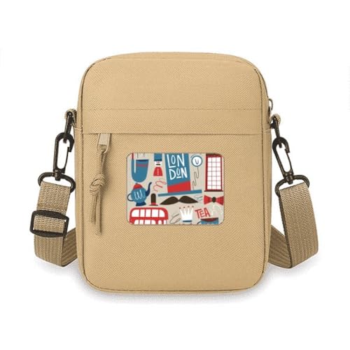 Pochette téléphone bandoulière Big Ben motif drapeau Angleterre et bus britannique rétro