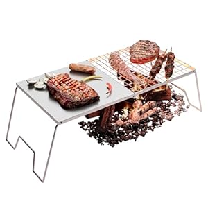 Folding Campfire Grill, 23.6″ Heavy Duty Stainless Steel Grill, Grates Over Fire Pit, Portable Outdoor BBQ Camping Grill