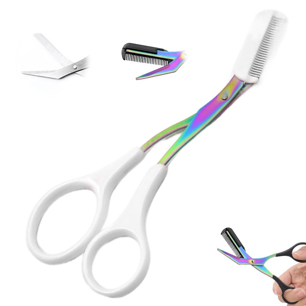 Eyebrow Trimmer Scissor, 2024 New Eyebrow Scissors with Comb Eyebrow Trimmer for Women Men, Non-Slip Eyebrow Cutter Eye Brow Razors Eye Brow Shaper