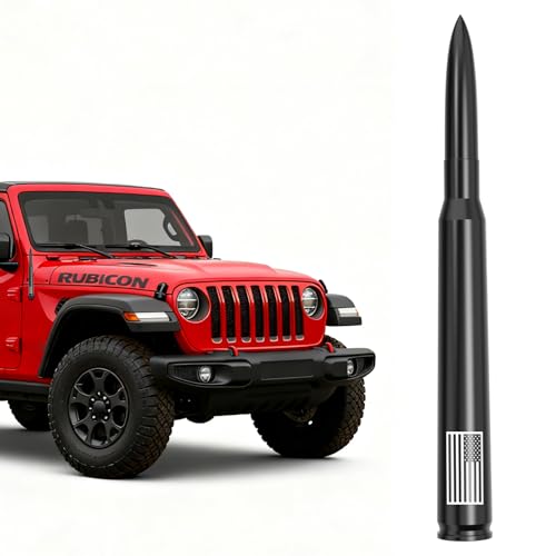DOOESOGY American Flag Car Truck Antenna - 7 Anti-Theft Design Carwash Safe for Jeep Wrangler Gladiator JL JK JT Rubicon Sahara Unlimited Sport 4xe Willys Mojave 2007-2025 Accessories (Black)