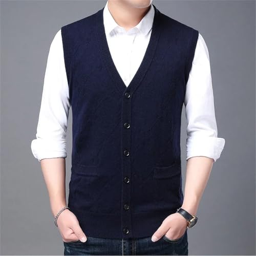 Men’S Preppy Plaid Knit Sweater Vest Anti-Pilling V-Neck Sleeveless Slim Fit Button Down Cardigan3