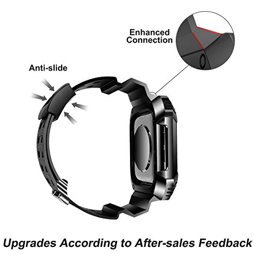Ocyclone Compatible For Apple Watch Band 44Mm 45Mm, Rugged Protective Shockproof Resistant Case With Bands Strap Fit With 44/45Mm Iwatch Series Se 8 7 6 5 4 For Sport Style For Women Mens - Black #TOP6