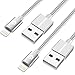 Produktbild UNBREAKcable iPhone Ladekabel, Lightning Kabel - [1M+2M] MFi-Zertifiziert  Schnellladekabel kompatibel mit iPhone X iPhone 8, iPhone 6s iPhone 6, iPhone 7, iPhone XS/MAX/XR, iPad Air (Silber-Grau)