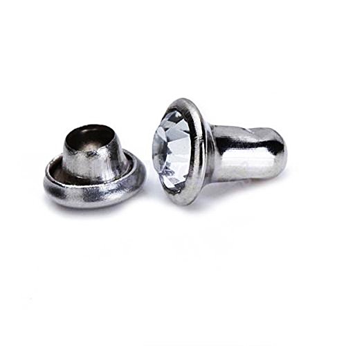 Rubyca 4Mm 200 Sets Cz White Clear Crystal Rapid Rivets Silver Color Spots Studs Double Cap For Diy Leather-Craft #TOP14