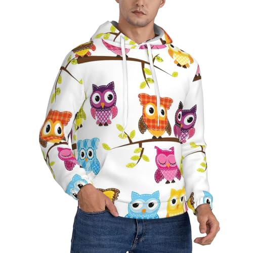 Pull à capuche en polaire hiboux pour homme | Sweat d'hiver chaud