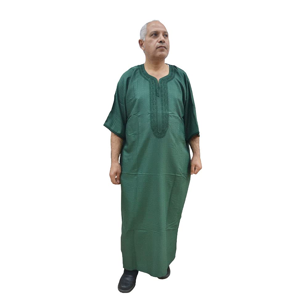 Chilaba marroquí para hombre de algodón y satén con ancho de 75 cm 2