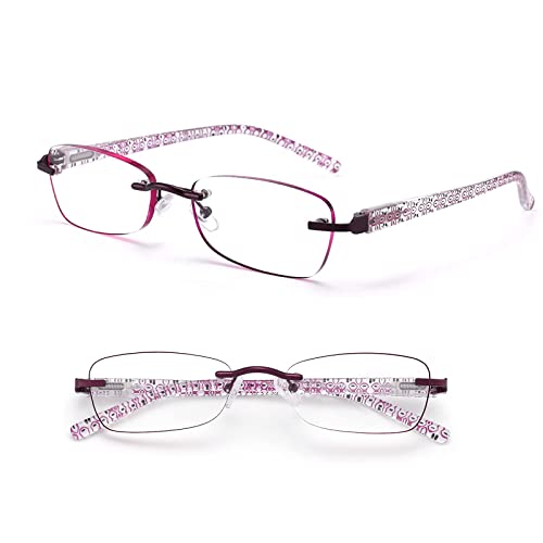 Soarea拡大鏡 メガネ ルーペメガネ レディース ブルーライトカット拡大ルーペ 読書用 大きく見える 軽量 ルーペ 拡大 眼鏡 メガネ 細かな作業 DIY 縫製 読書 倍率1.0-3.5 (パープル:1.0倍率)
