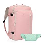 Hynes Eagle Carry on Backpack 38L Large Travel Backpack for Women Flight Approved Weekender Bag Laptop Backpack Men 15 inches Light Pink with Waist Pack Mint Green