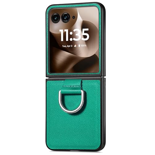 Protection Motorola Razr 2024 antichoc cuir vert bague antichute
