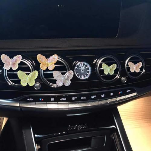 Image of 6 Pcs Butterfly Car Vent Clips, Cute Butterflies Cars Air Conditioning Clip Decorations, Charm Automotive Interior Decor for Women Men Accessories, Automotive Air Fresheners（2 Card Slots and 4 Clips）