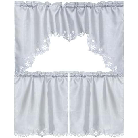 Simhomsen Silver Snowflakes Kitchen Curtain Set Cover