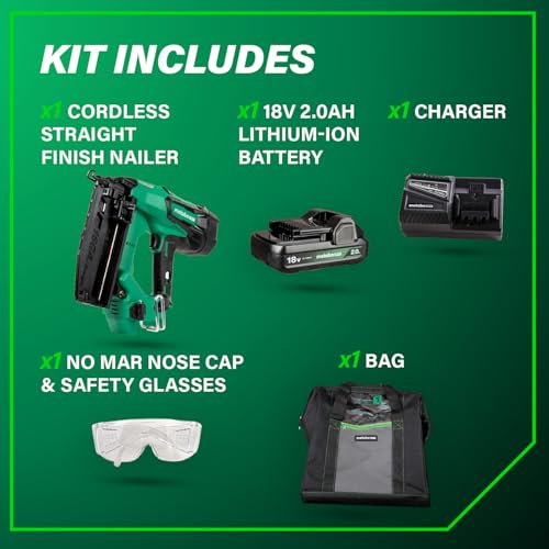 image for Metabo HPT 18V MultiVolt Brushless Cordless Finish Nailer Kit, 16 Gaug
