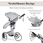 COSTWAY 2 in 1 Kinderwagen faltbar, Kombikinderwagen mit verstellbarer Rückenlehne & Verdeck, Reisebuggy tragbar mit Sonnenschutz, Wickeltasche für Baby bis 3 Jahren, 25 kg Belastbar (Grau)