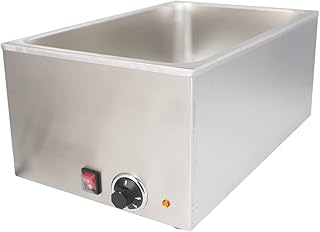 CLIVIA Commercial Food Warmer Stainless Steel, Full Size Countertop Food Warmer Electric Bain Marie Professional Food Warmer for Buffet/Catering/Restaurant(110V/1200W)