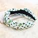 HIFANMM St Patrick's Day Headbands Green Shamrock Knotted Hair Bands for Women Girls, Alloy Clovers Green Gems White Hair Accessories, Wide Top Knot Irish Day Parade Party Decoration Hair Hoop 1Pcs